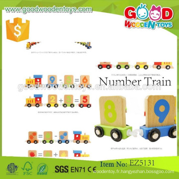 Rabais promotionnels Nombre Train taille 28 * 42 * 4cm OEM mini trains en bois pour enfants EZ5131